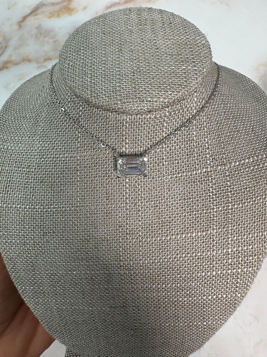 2 ct east west emerald solitaire necklace