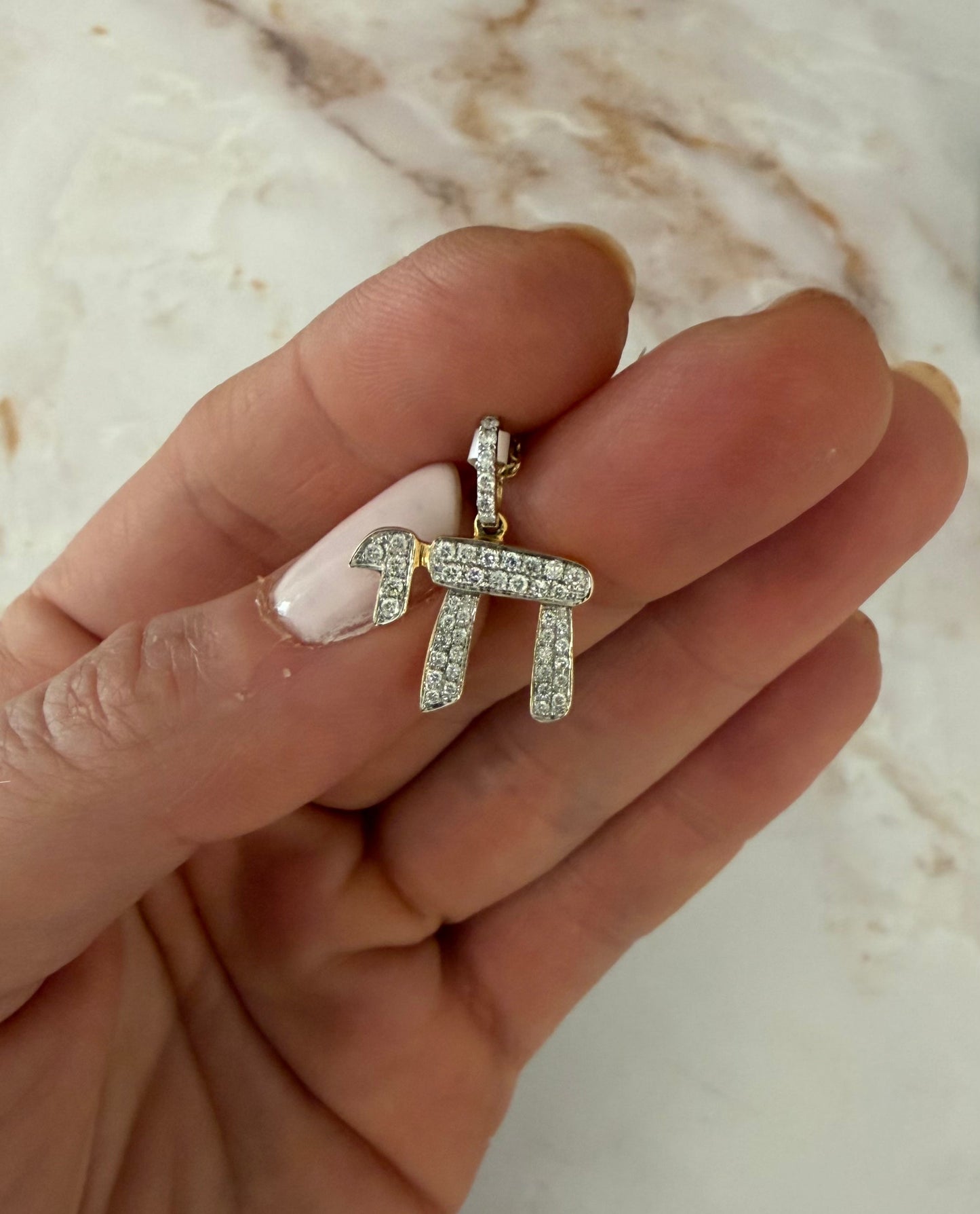 .40 cttw pave diamond chai charm