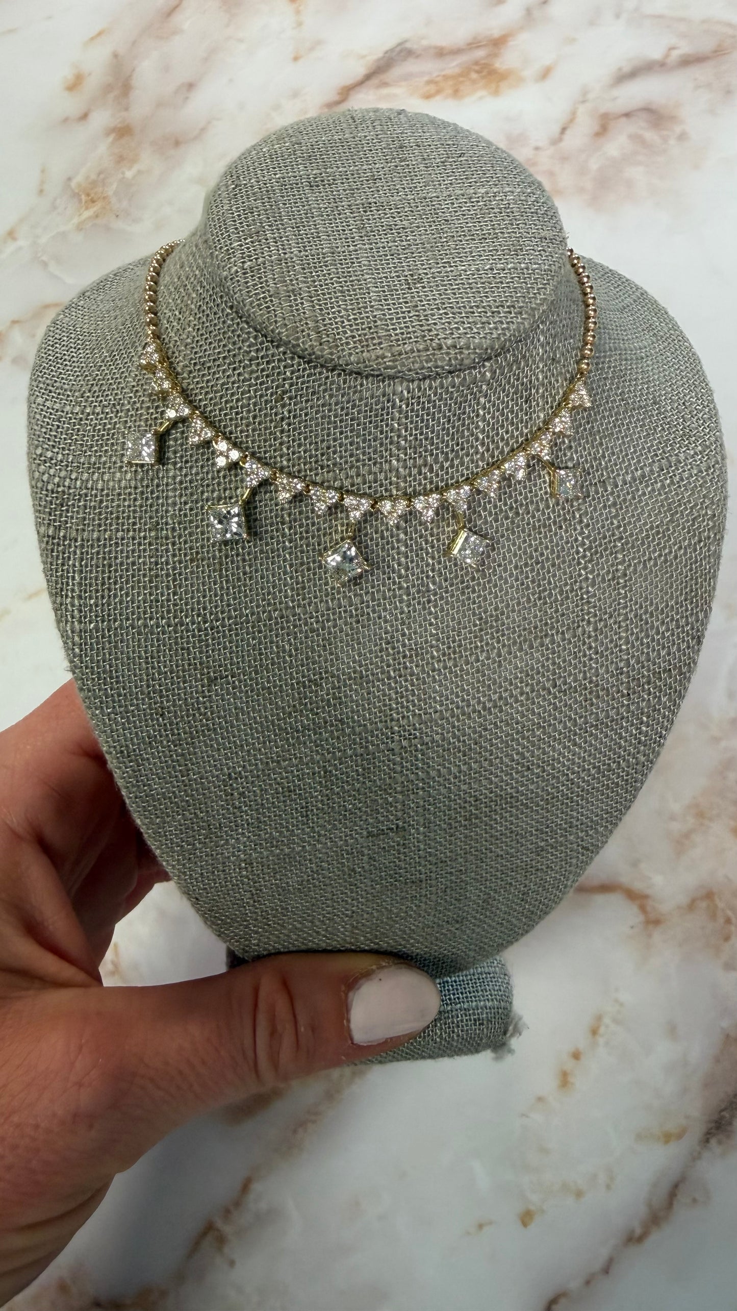 3.5 cttw ball chain with hanging princess cut diamonds