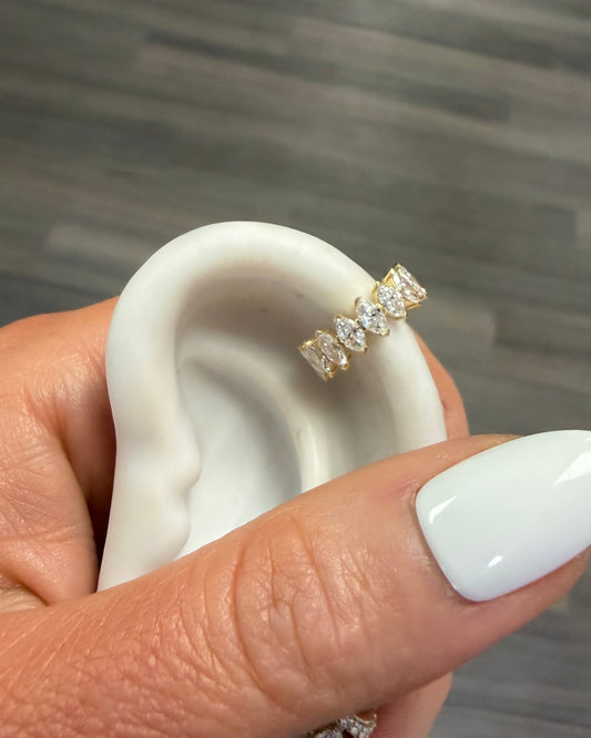 1.26 cttw yellow gold marquis ear cuff