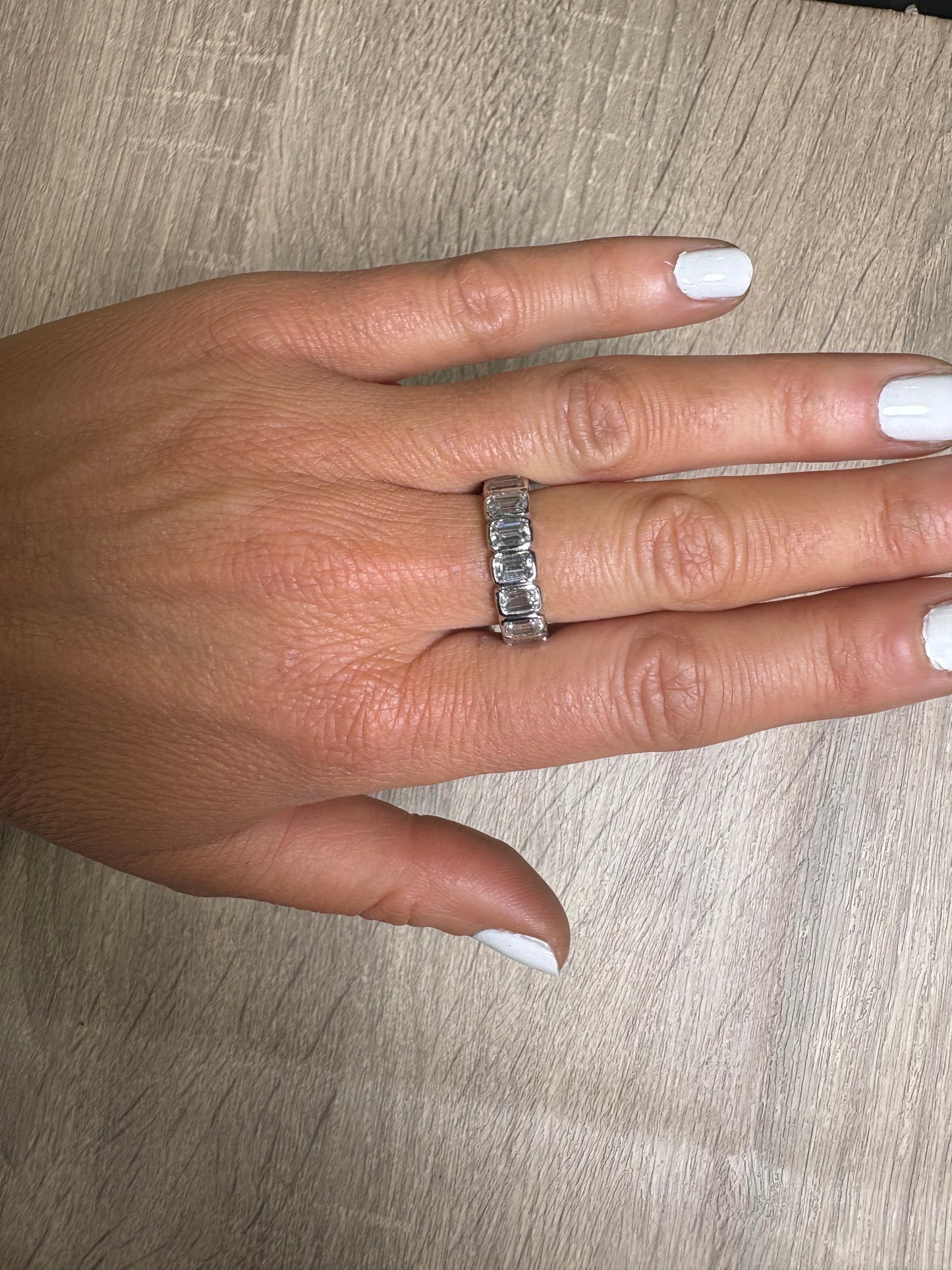 6.72 cttw Emerald Bezel Eternity Band