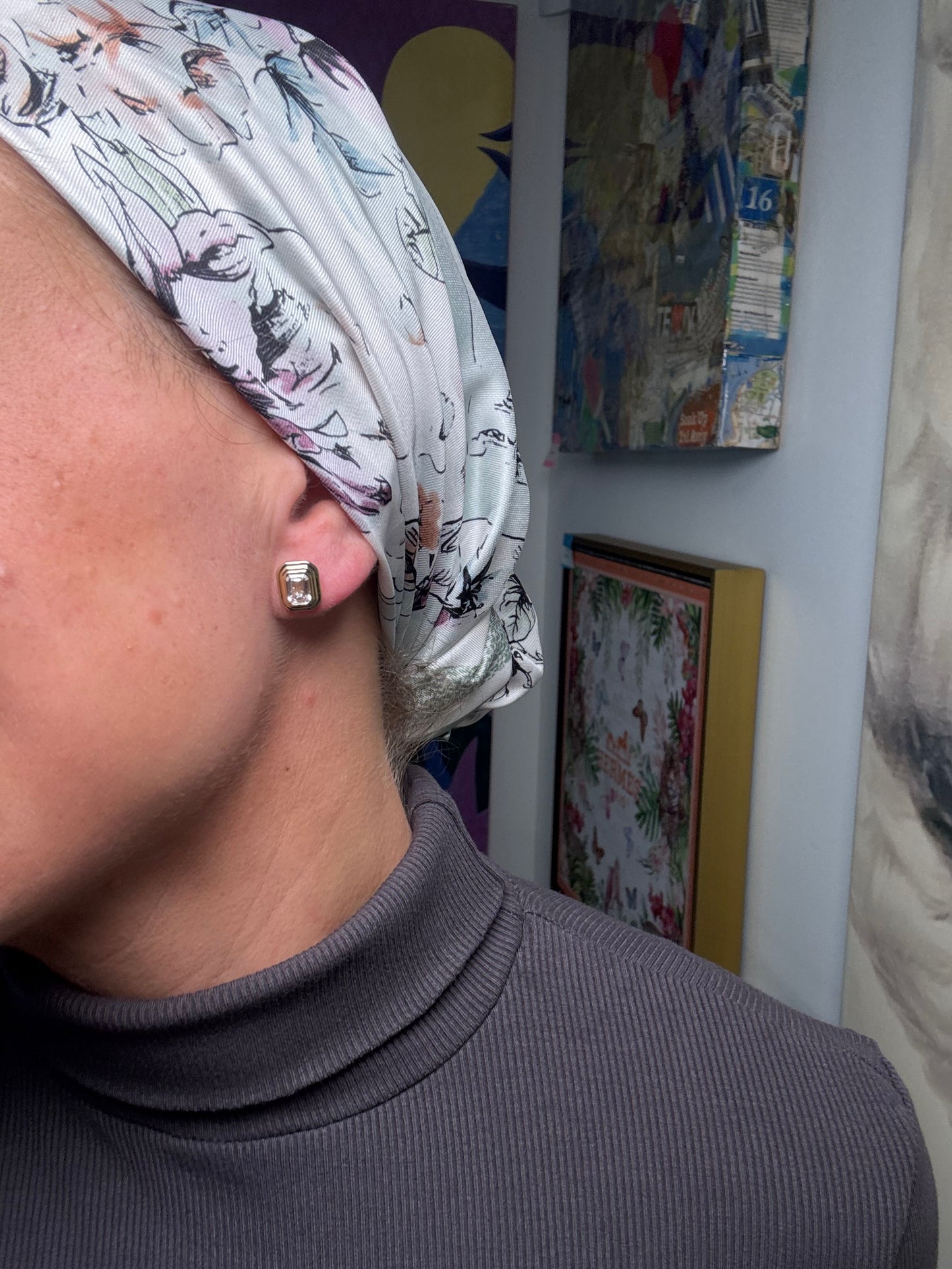 2 cttw triple bezel emerald studs