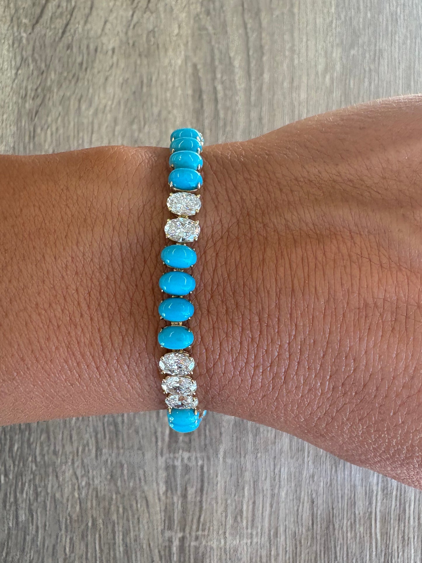 17.8 cttw turquoise and oval diamond bracelet