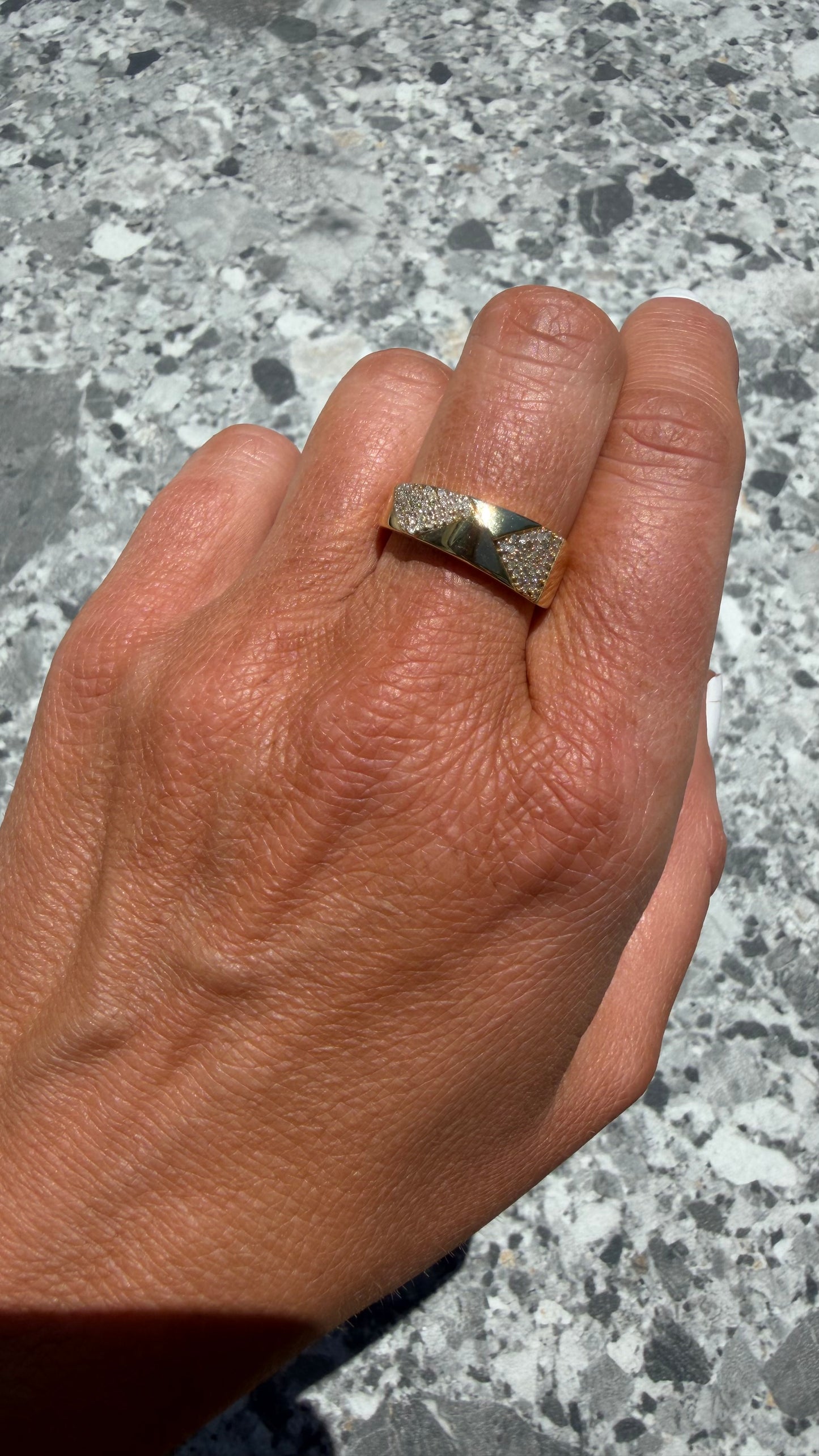 .24 cttw Yellow gold ring with natural diamond pave detail
