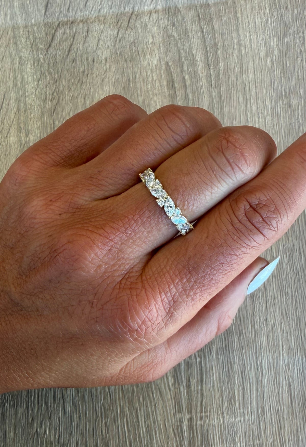 .86 cttw yellow gold halfway multi shape eternity band
