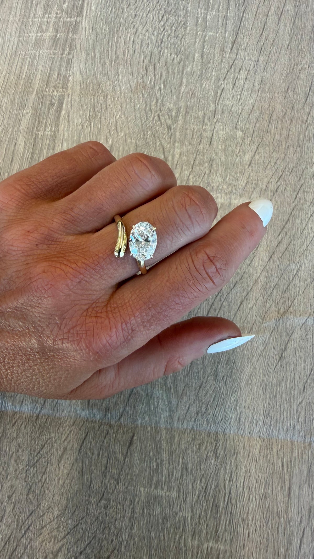 3 ct oval yellow gold wrap ring