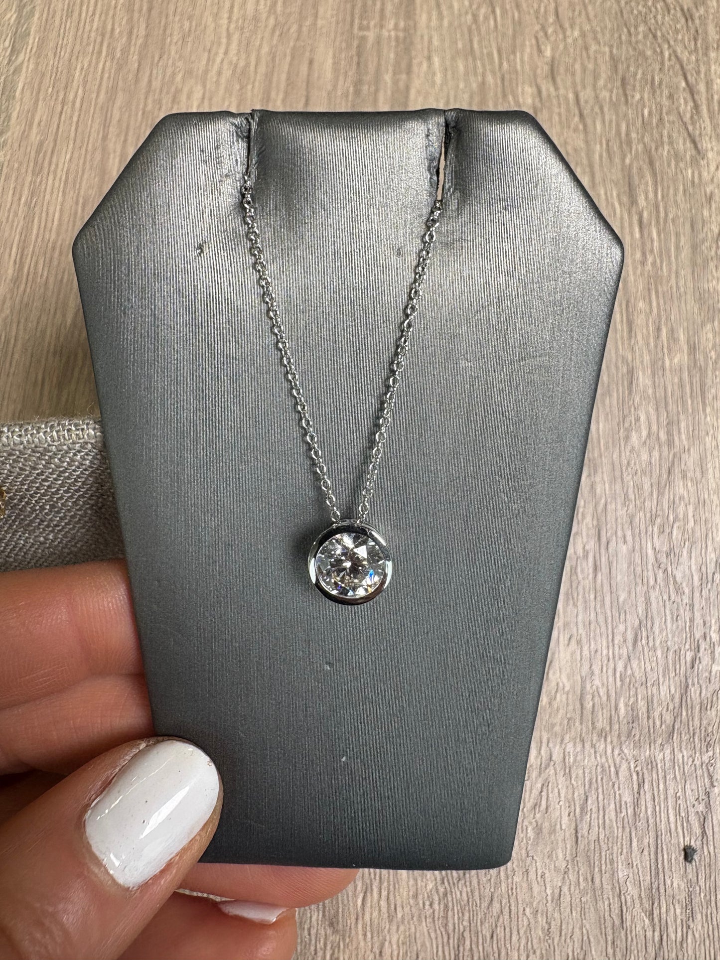 2 ct Round Bezel Necklace White Gold