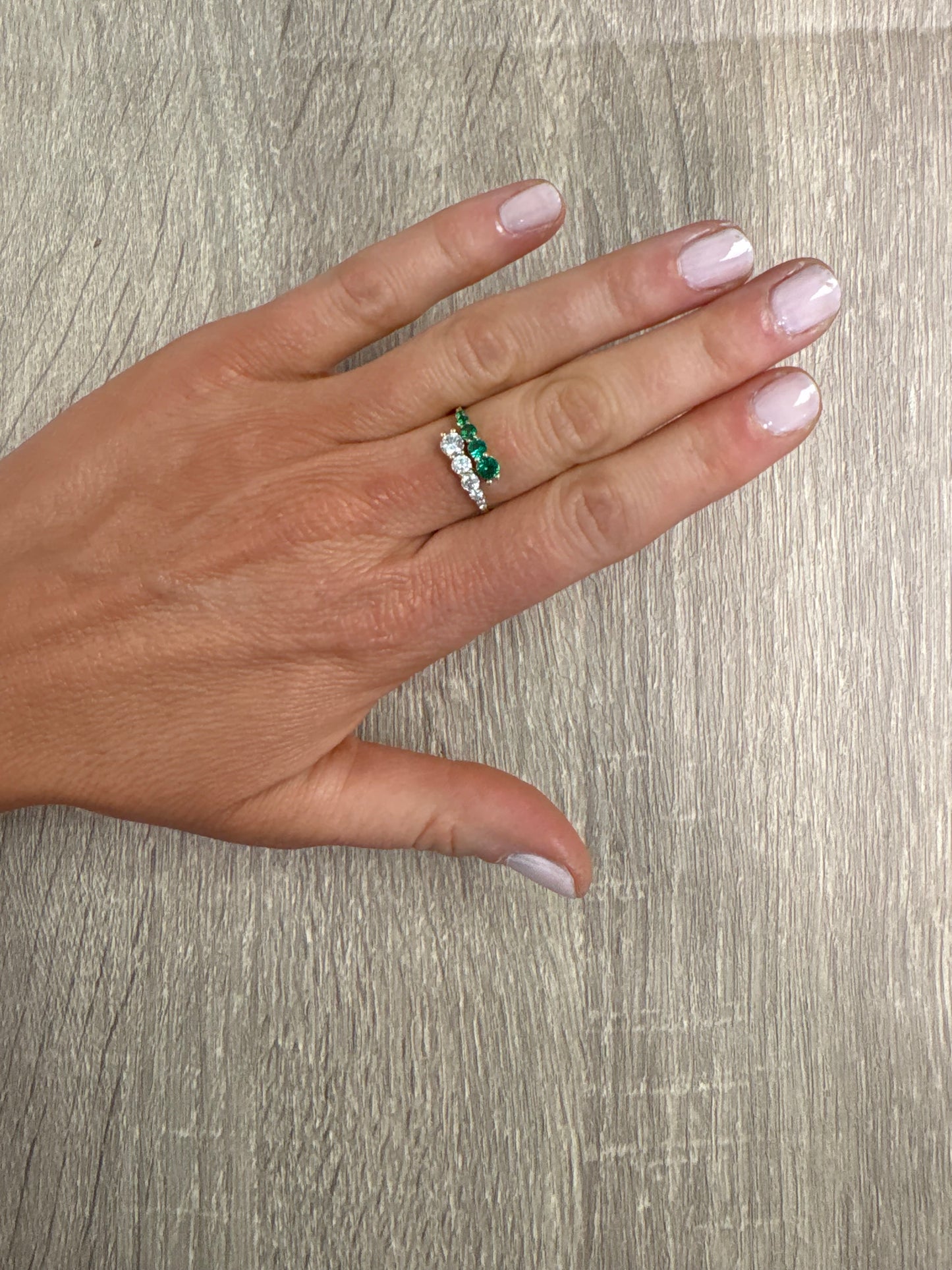 .55 cttw emerald green & diamond yellow gold wrap ring