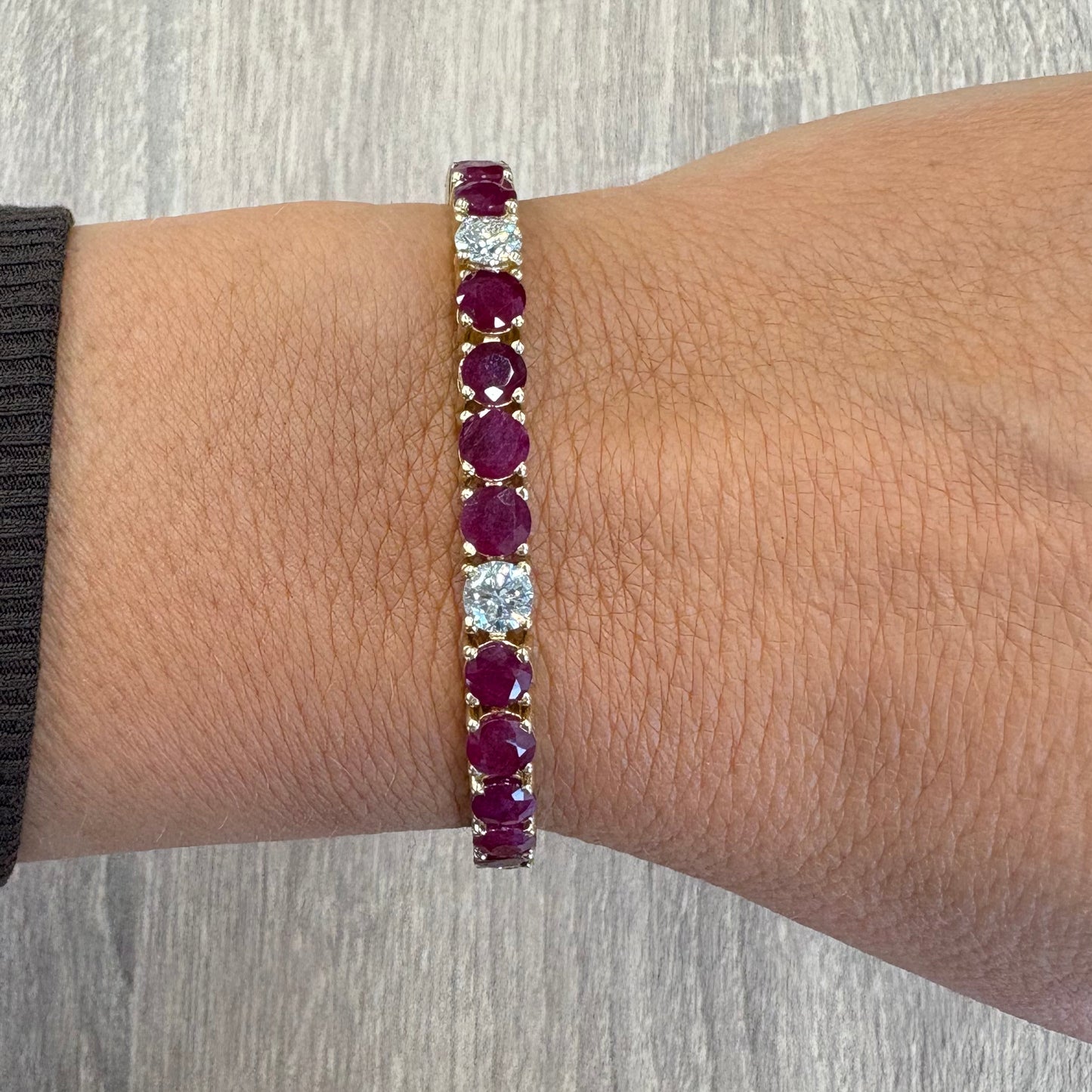 50 pt 18 cttw Ruby Tennis With Diamond Stations Set In Yellow