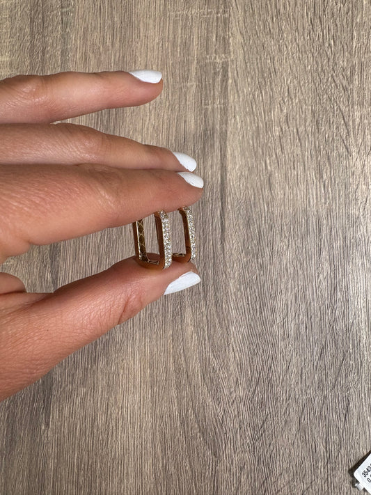 .60 cttw Yellow Gold Pave Rectangle Hoops