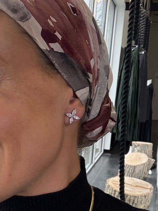 2 cttw Marquis Flower Studs