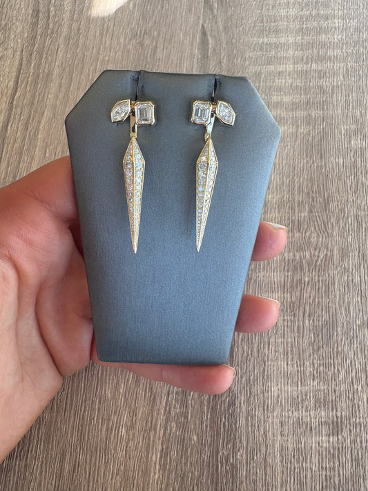2.5 cttw emerald and marquis two stone stud with jacket
