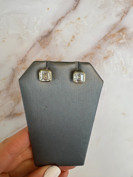 4 cttw bezel asscher studs