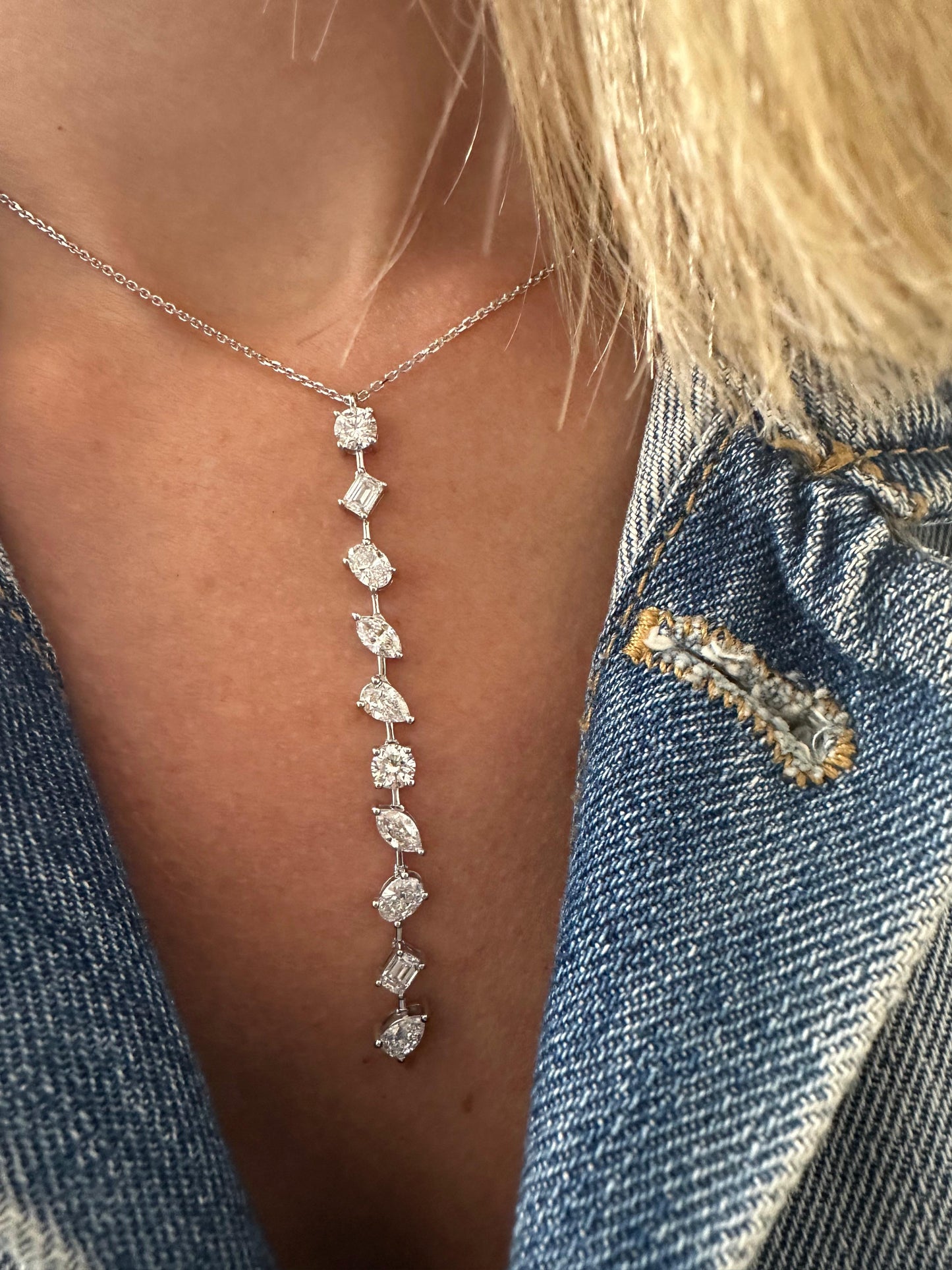 3 cttw Multi Shape Lariat Necklace