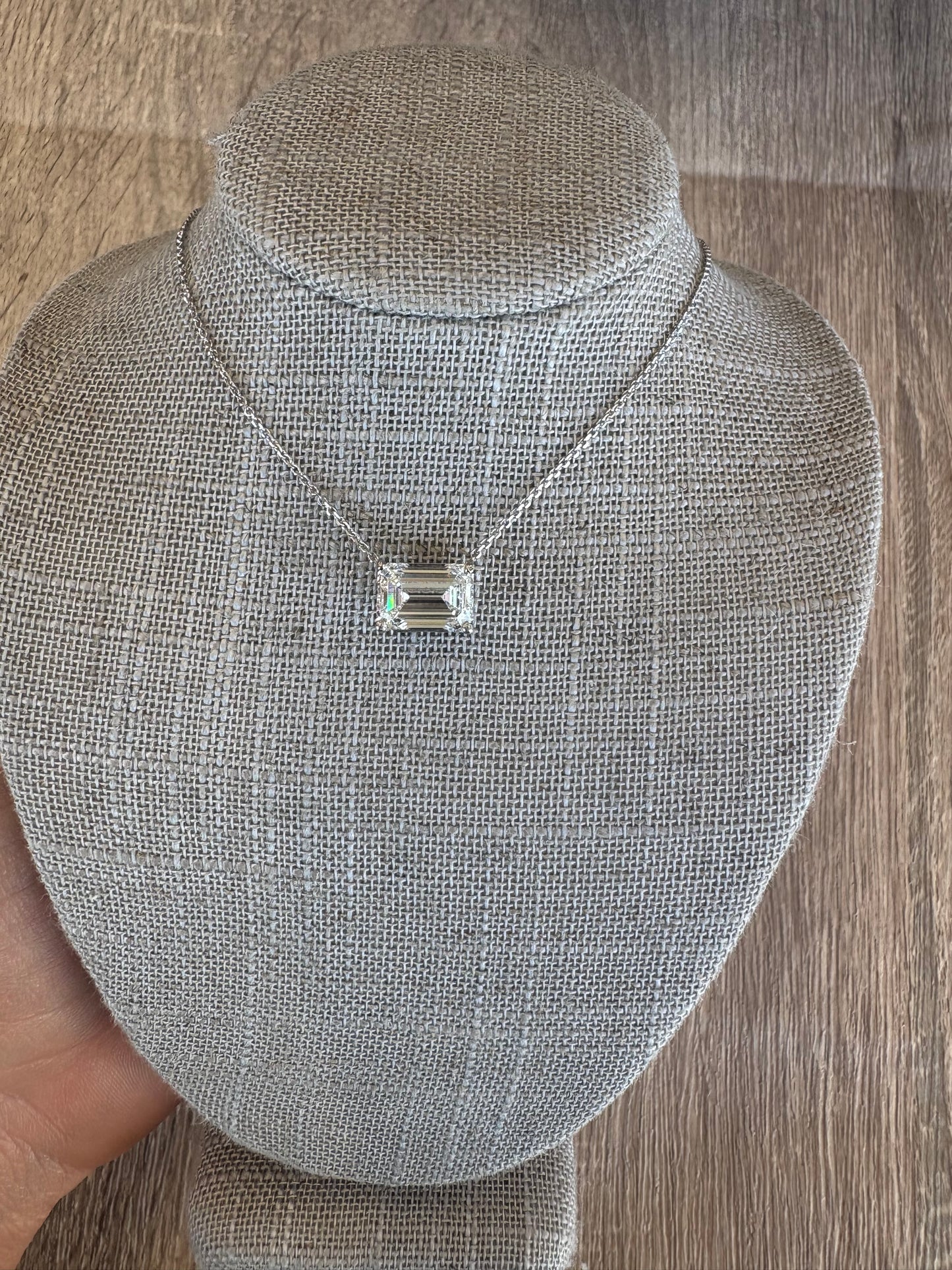 3 ct east west emerald solitaire necklace