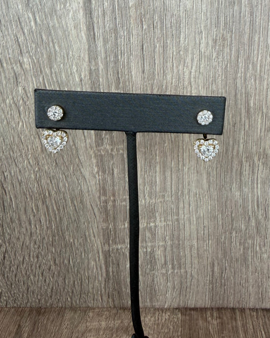1.11 cttw yellow gold halo stud with halo heart jacket