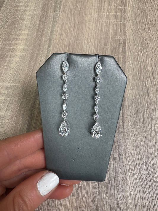5.66 cttw Marquis & Round Tennis Earrings With Pear Drop
