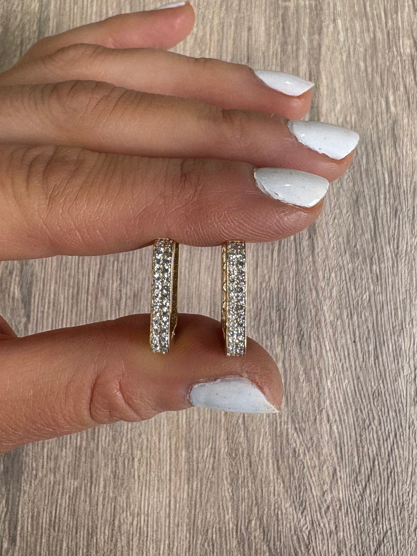 .60 cttw Yellow Gold Pave Rectangle Hoops