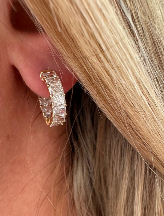 3.4 cttw radiant yellow gold hoops