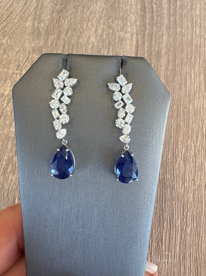 4 cttw multi shape earrings with sapphire pear drop