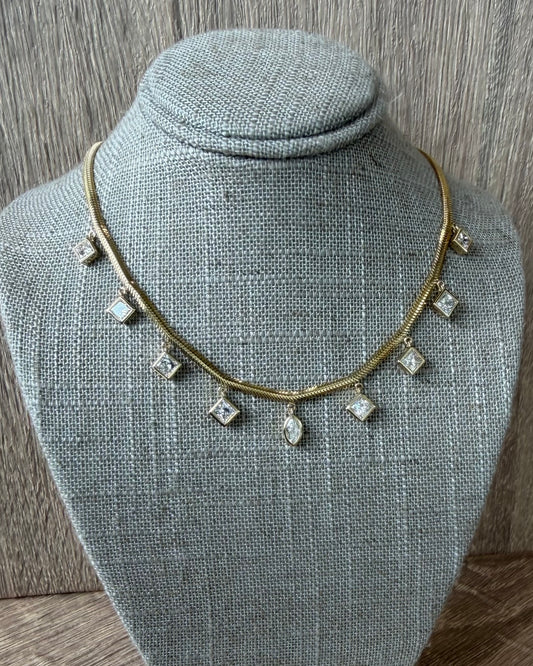 2.72 cttw herringbone chain with bezel charms