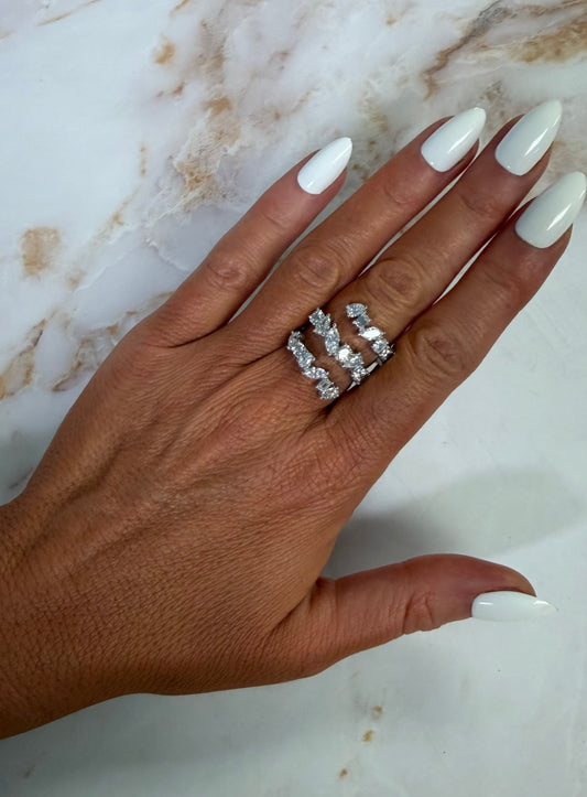 3 ct multi shape 3 row wrap ring