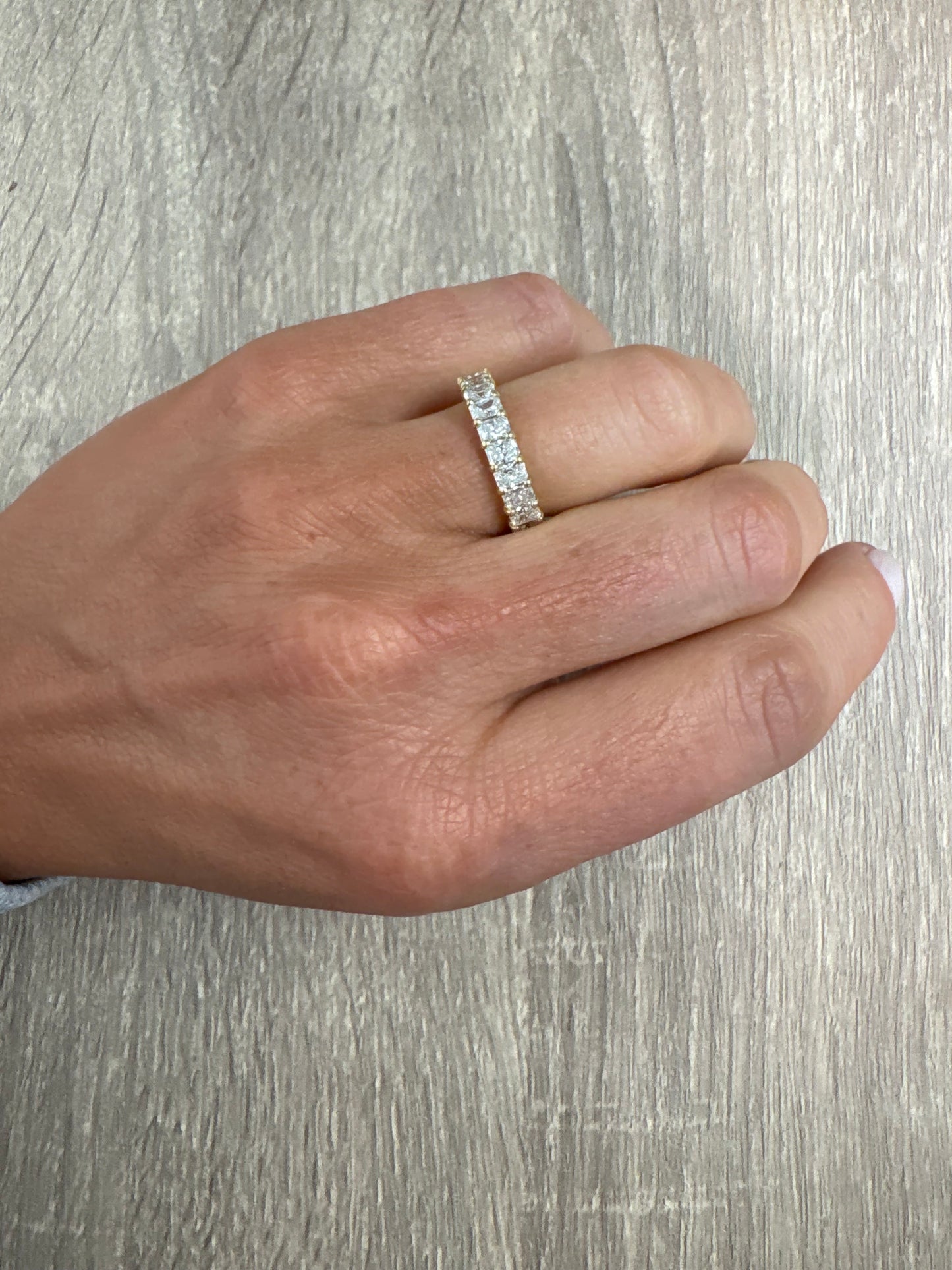 3 cttw yellow gold radiant eternity band