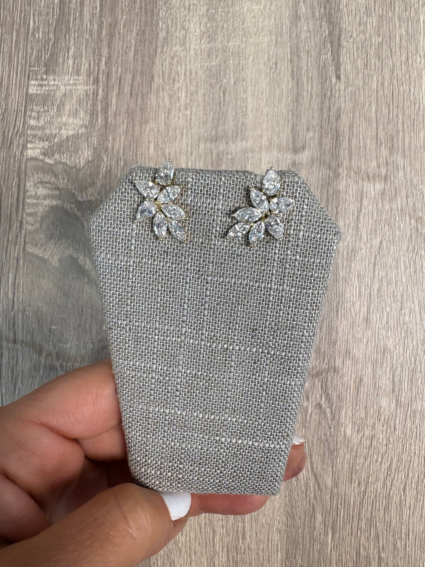 3.59 cttw Yellow Gold Cluster Earrings