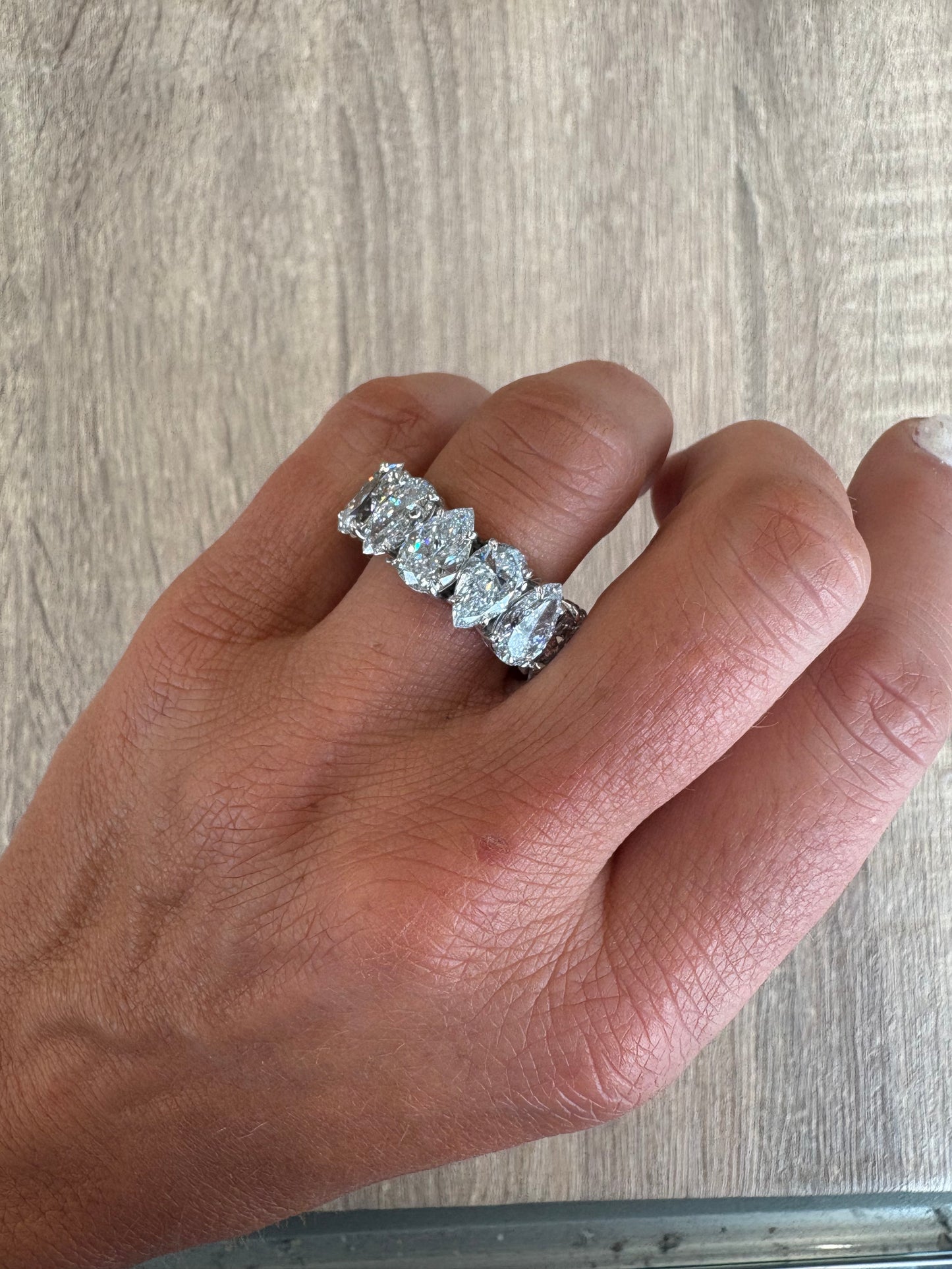 14.28 cttw / 1 ct each up & down pear eternity band