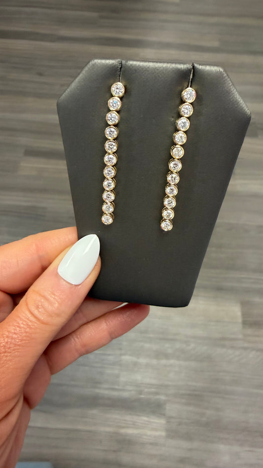 3 cttw round bezel drop earrings