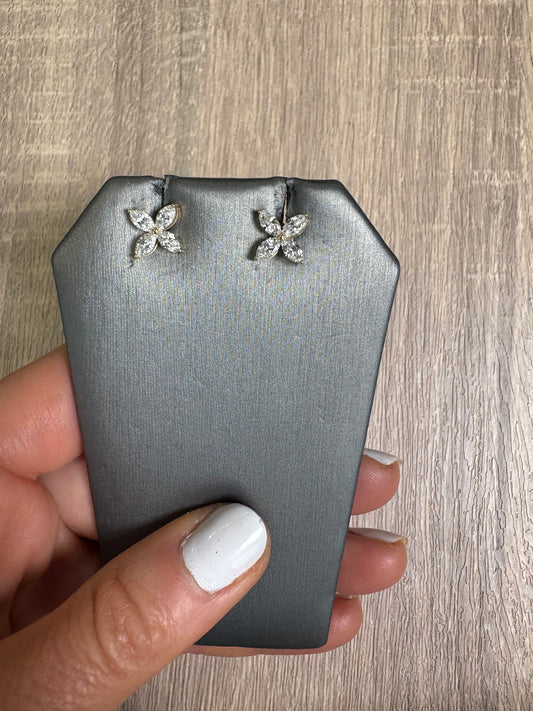 1.21 cttw Yellow Gold Marquis Flower Studs