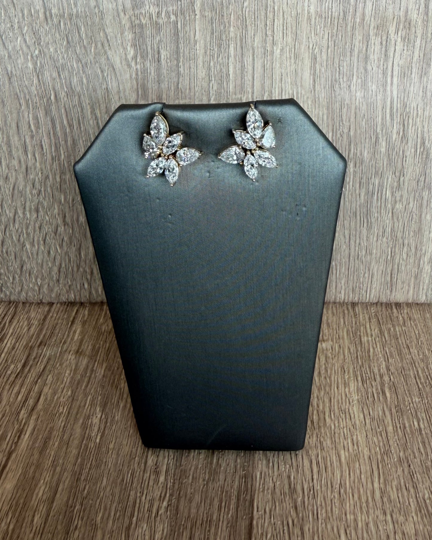 3 cttw yellow gold cluster earrings