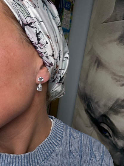 7 cttw round & pear drop earrings