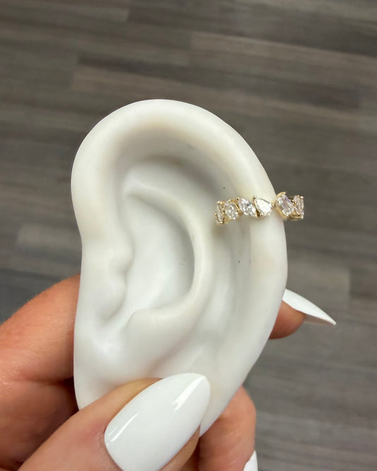 .79 cttw yellow gold multi shape ear cuff