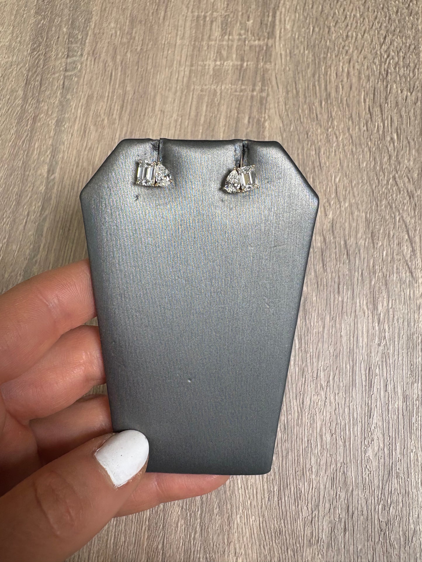 2 cttw Yellow Gold Emerald & Pear Toi Et Moi Earrings