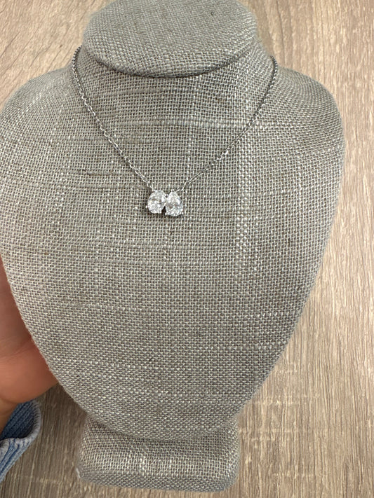 1 cttw oval and pear two stone necklace