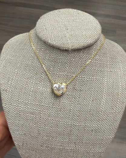 2 ct bezel heart necklace