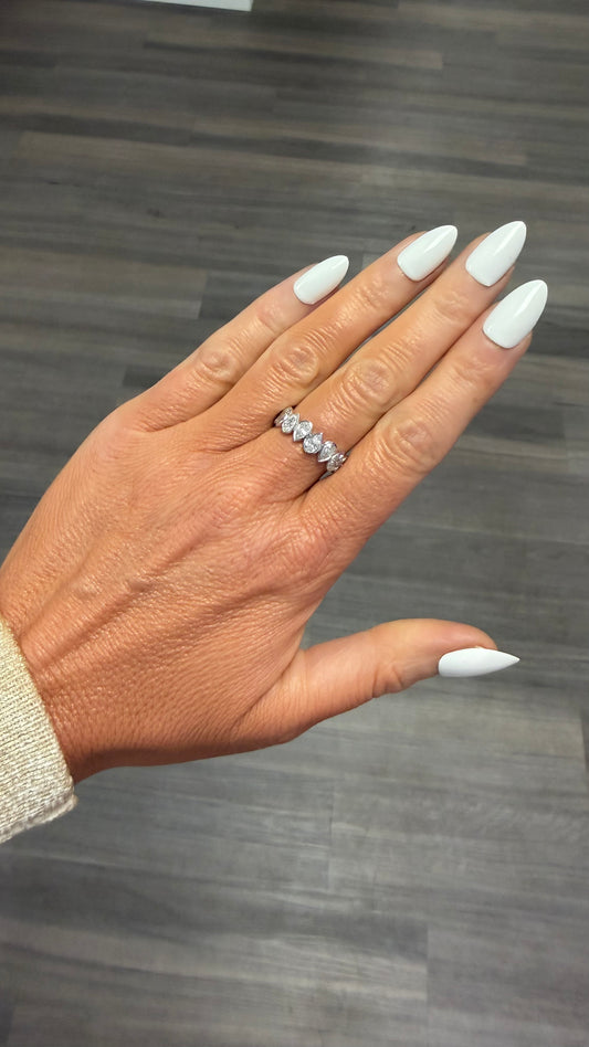 3.63 cttw up & down pear white gold bezel eternity band