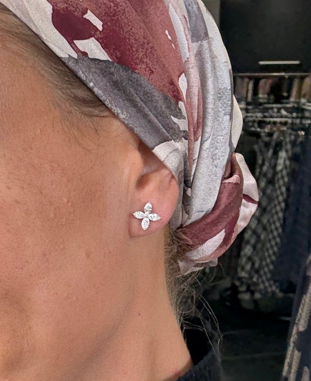 1.21 cttw Yellow Gold Marquis Flower Studs