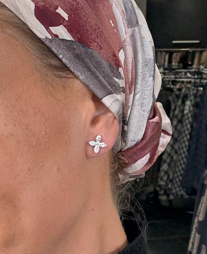 1.21 cttw Yellow Gold Marquis Flower Studs