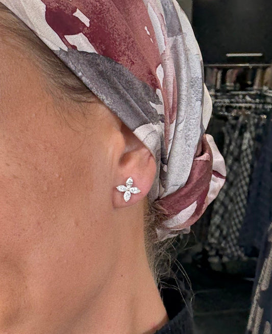 1.21 cttw Yellow Gold Marquis Flower Studs