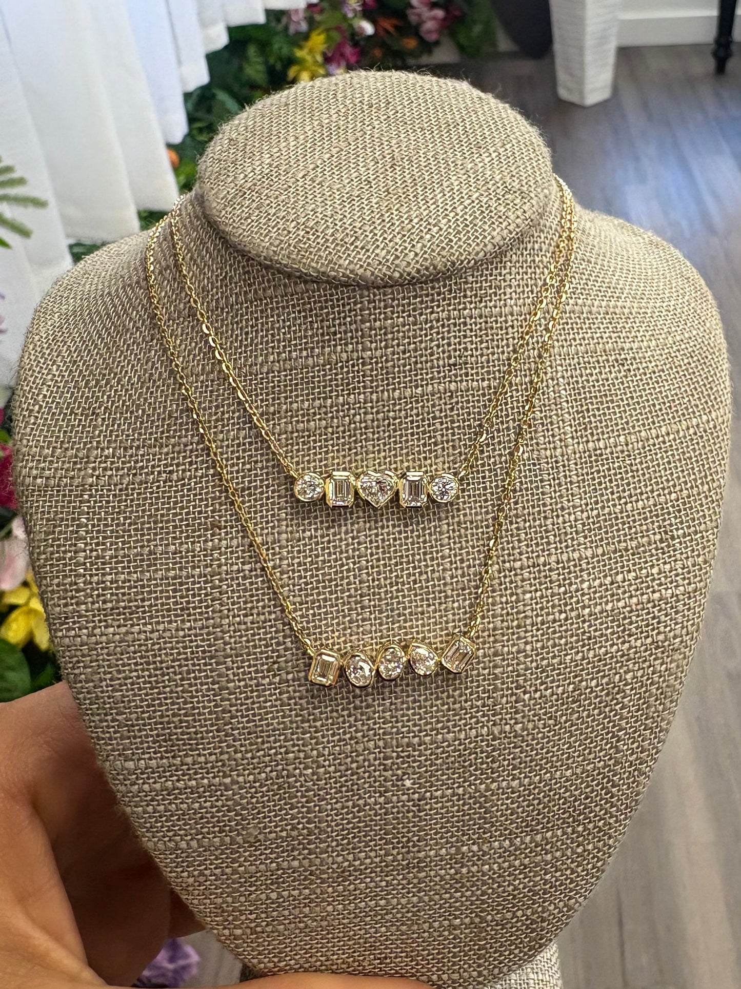 Multi Shape Bezel Bar Necklace