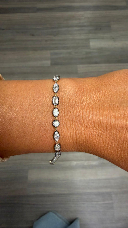 5.5 cttw black rhodium set multi shape bracelet