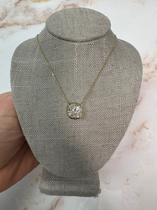3 ct pronged bezel cushion solitaire necklace