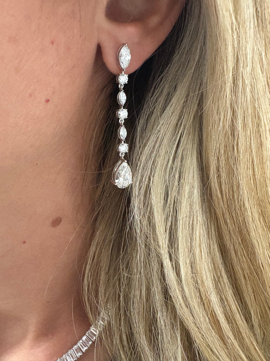 5.66 cttw Marquis & Round Tennis Earrings With Pear Drop