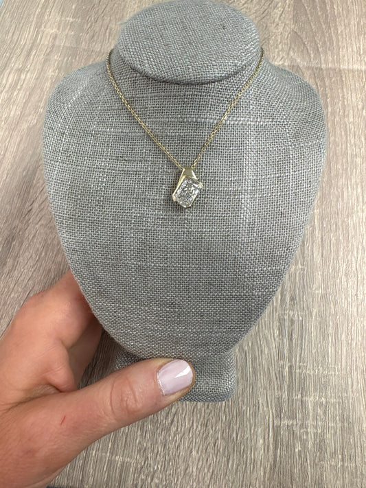 2 ct slanted bezel radiant yellow gold necklace