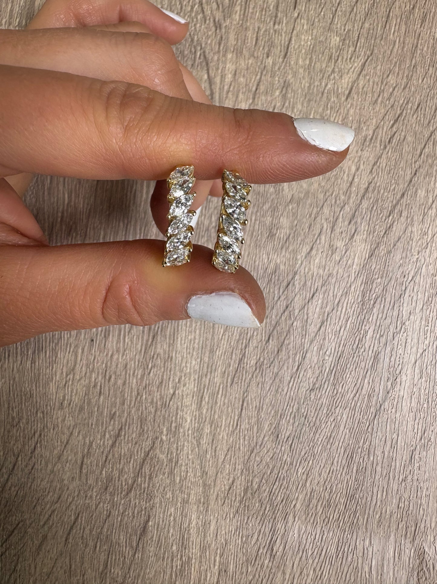 2 cttw Yellow Gold Marquis Halfway Hoops