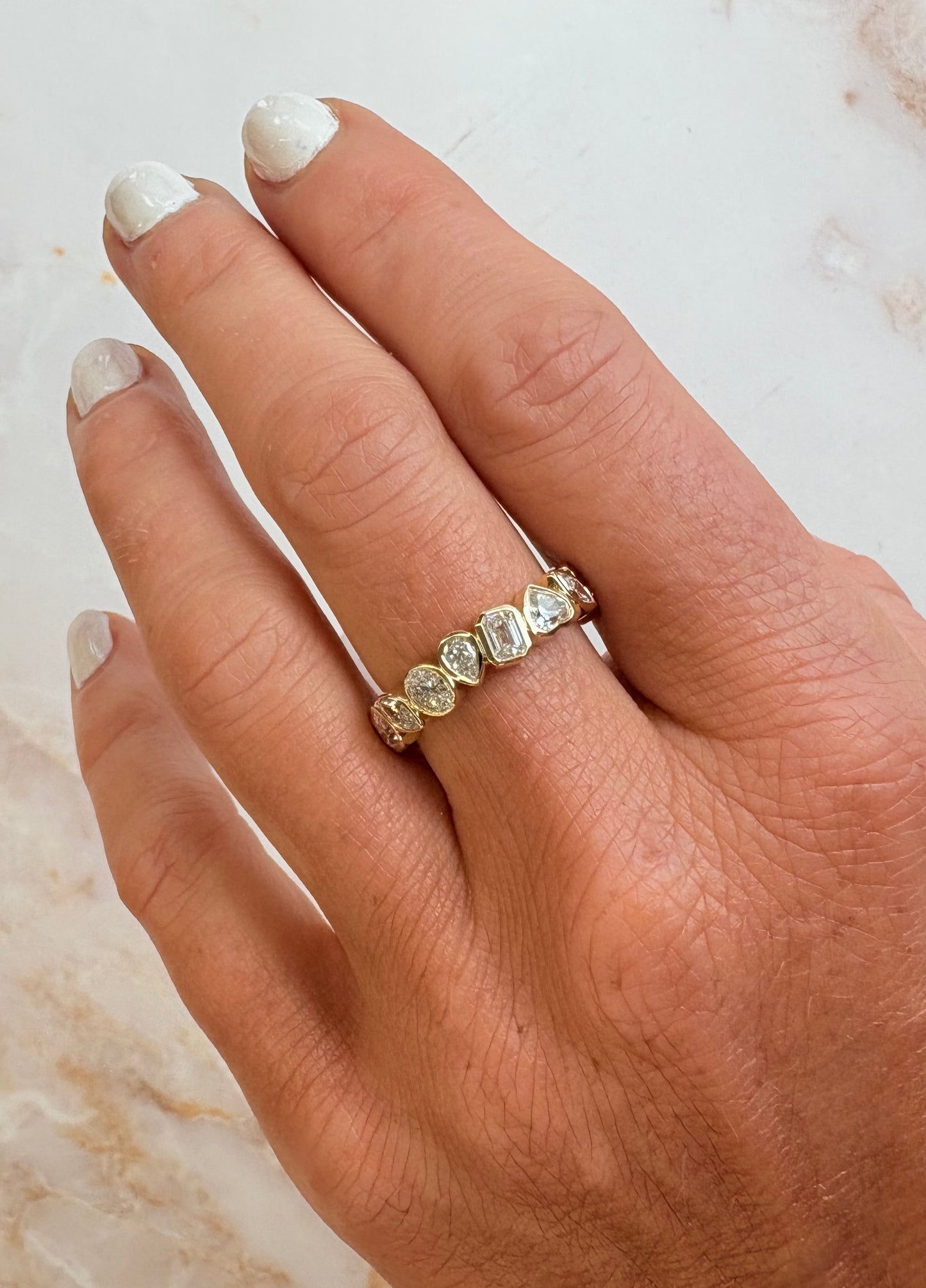 2.4 cttw mixed shape bezel eternity band