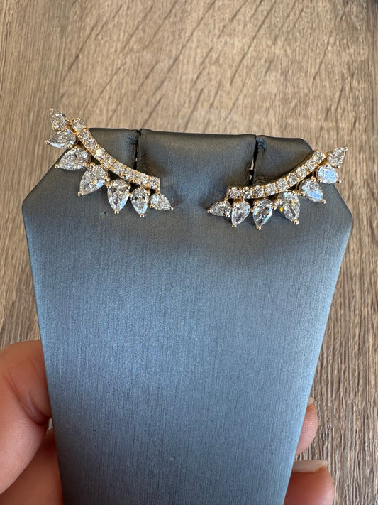 3.5 cttw yellow gold crawlers with pears