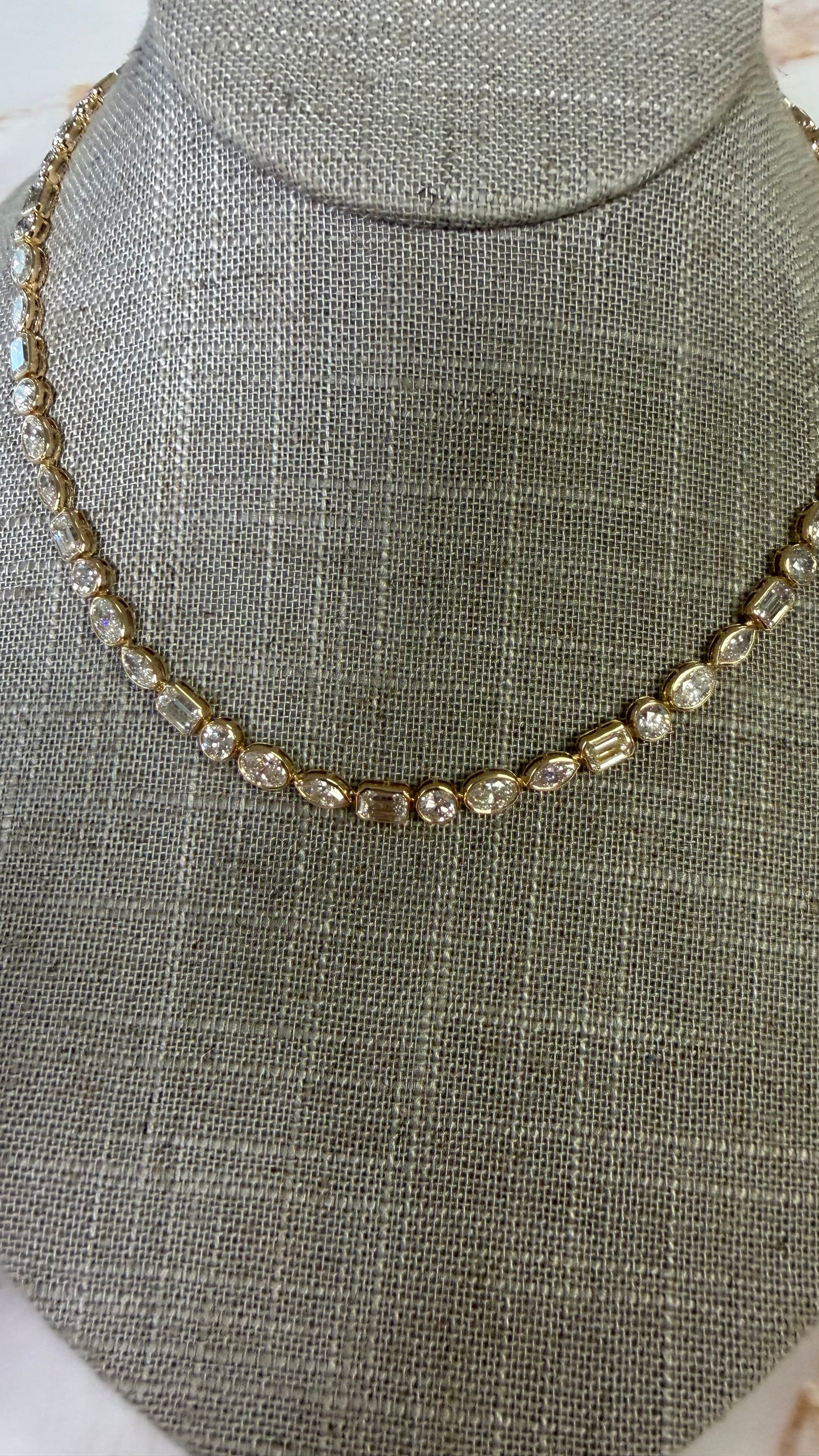 20.5 cttw multi shape bezel tennis necklace